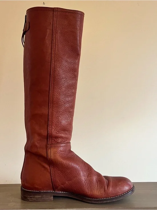Madewell Tall Leather Equestrian Style Boots in Warm Chestnut - Picture 8 of 11